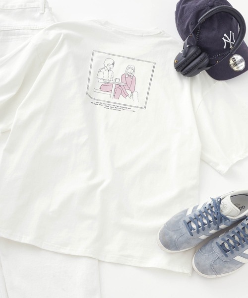 セール ビッグシルエット 線画イラストプリント 半袖tシャツ Tシャツ カットソー Anchor Smith アンカー スミス のファッション通販 Zozotown