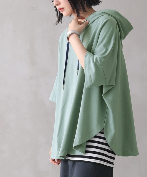 n'OrLABEL(ノアールレーベル)の「『裾ラウンドゆるパーカー』(パーカー・レディース・グリーン/オフホワイト/ブラック/ラベンダー・FREE)」の9枚目の写真