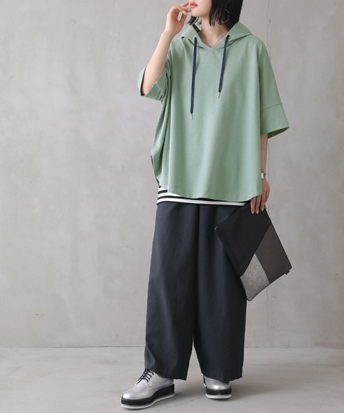 n'OrLABEL(ノアールレーベル)の「『裾ラウンドゆるパーカー』(パーカー・レディース・グリーン/オフホワイト/ブラック/ラベンダー・FREE)」の10枚目の写真