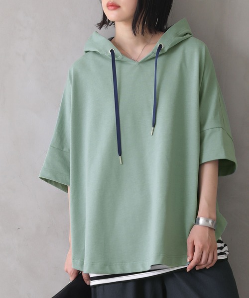 n'OrLABEL(ノアールレーベル)の「『裾ラウンドゆるパーカー』(パーカー・レディース・グリーン/オフホワイト/ブラック/ラベンダー・FREE)」の11枚目の写真