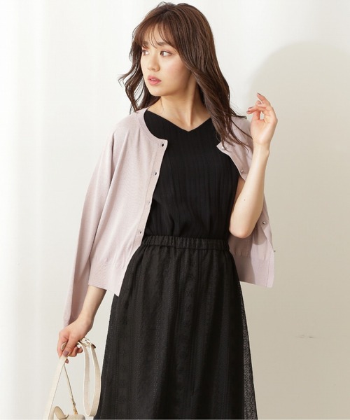 PROPORTION BODY DRESSING（プロポーションボディドレッシング）の「メタル釦クルーカーディガン / 1211274500（カーディガン/ボレロ・レディース・ホワイト/グレー/クリアグリーン/ピンク系その他3/ブラック・FREE）」の3枚目の写真