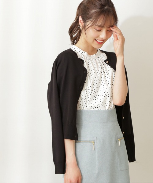 PROPORTION BODY DRESSING（プロポーションボディドレッシング）の「メタル釦クルーカーディガン / 1211274500（カーディガン/ボレロ・レディース・ホワイト/グレー/クリアグリーン/ピンク系その他3/ブラック・FREE）」の2枚目の写真