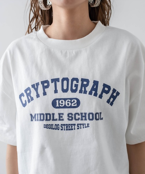 RASVOA（ラスボア）の「カレッジロゴクロップドＴシャツ（Tシャツ/カットソー・レディース・チャコールグレー/ブラック/オフホワイト/ブルー・FREE）」の20枚目の写真