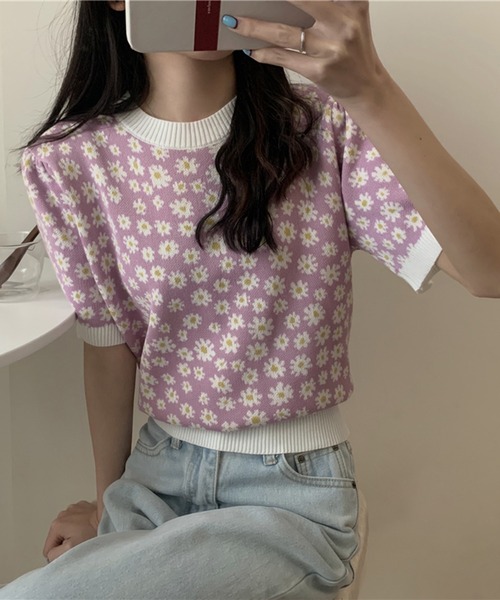 Jewelobe(ジュエローブ)の「スモールデイジーニットプルオーバー(ニット/セーター・レディース・ブルー/ブラック/オレンジ/パープル・FREE)」の16枚目の写真