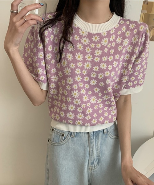 Jewelobe(ジュエローブ)の「スモールデイジーニットプルオーバー(ニット/セーター・レディース・ブルー/ブラック/オレンジ/パープル・FREE)」の14枚目の写真