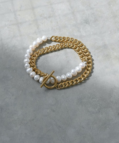 Editors Draw（エディターズドロー）の「パール×チェーン 2連 ブレスレット【 Ria. Jaysmee/リアジェイズミー 】（ブレスレット・レディース・シルバー/ゴールド・ONE SIZE）」の9枚目の写真