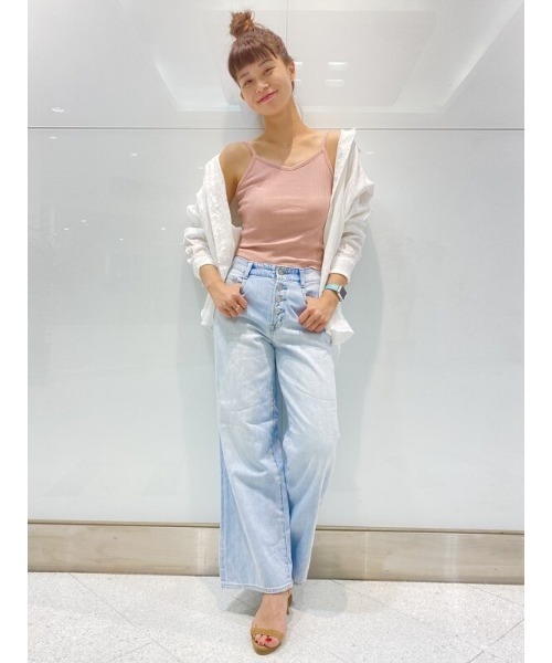 GAP（ギャップ）の「コットン Vネック クロップド キャミソール（キャミソール・レディース・ピンク/イエロー/ライトグリーン・S/M/L/XS/XXS/XL）」の9枚目の写真