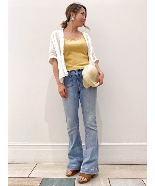 GAP（ギャップ）の「コットン Vネック クロップド キャミソール（キャミソール・レディース・ピンク/イエロー/ライトグリーン・S/M/L/XS/XXS/XL）」の7枚目の写真