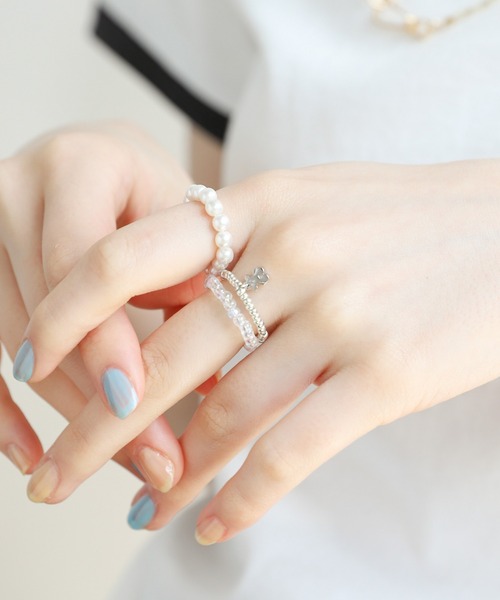 Me%（ミィパーセント）の「☆3点セット☆クマビーズSETリング（リング・レディース・シルバー/ゴールド・FREE）」の2枚目の写真