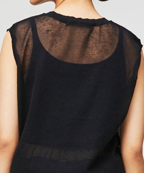 mizuiro indミズイロインド　リネンバックフレアベスト mizuiro ind｜ディープ Vネック ワイド ベスト deep V neck wide