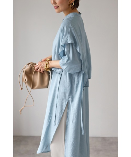 Bonjour Sagan（ボンジュールサガン）の「バンドカラーデザインシャツワンピース（ワンピース・レディース・ブルー/モカ/ネイビー/オフホワイト・FREE）」の17枚目の写真