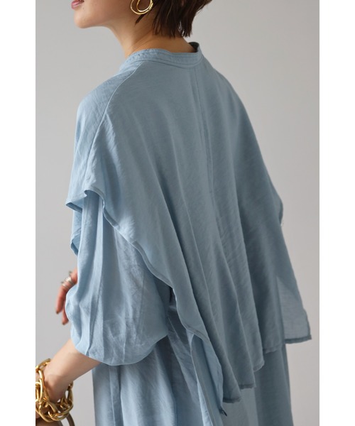 Bonjour Sagan（ボンジュールサガン）の「バンドカラーデザインシャツワンピース（ワンピース・レディース・ブルー/モカ/ネイビー/オフホワイト・FREE）」の15枚目の写真