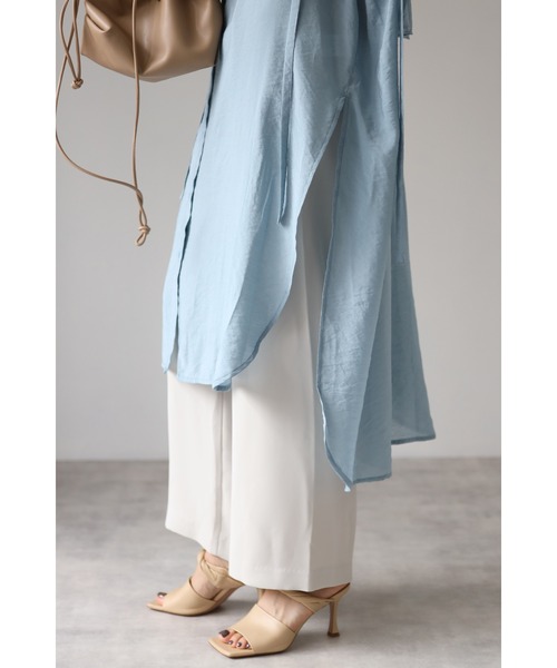 Bonjour Sagan（ボンジュールサガン）の「バンドカラーデザインシャツワンピース（ワンピース・レディース・ブルー/モカ/ネイビー/オフホワイト・FREE）」の16枚目の写真