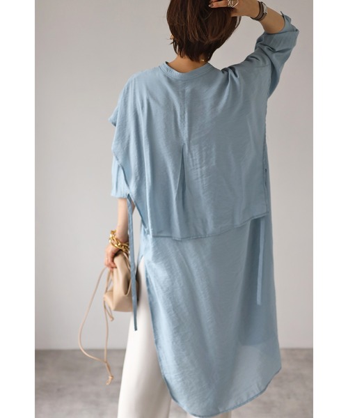 Bonjour Sagan（ボンジュールサガン）の「バンドカラーデザインシャツワンピース（ワンピース・レディース・ブルー/モカ/ネイビー/オフホワイト・FREE）」の14枚目の写真