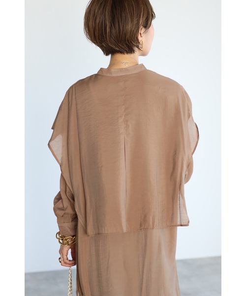 Bonjour Sagan（ボンジュールサガン）の「バンドカラーデザインシャツワンピース（ワンピース・レディース・ブルー/モカ/ネイビー/オフホワイト・FREE）」の22枚目の写真