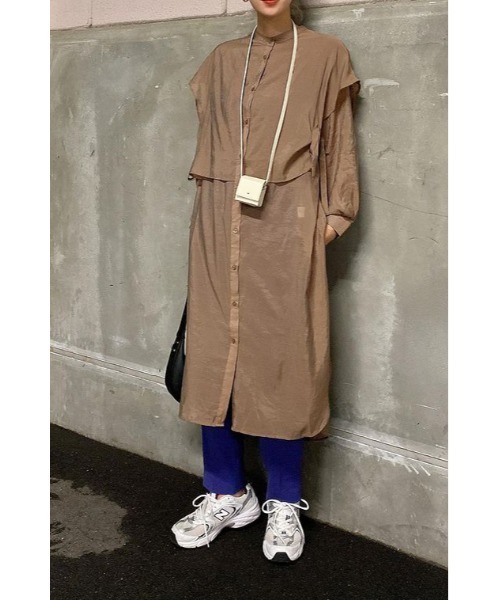 Bonjour Sagan（ボンジュールサガン）の「バンドカラーデザインシャツワンピース（ワンピース・レディース・ブルー/モカ/ネイビー/オフホワイト・FREE）」の11枚目の写真