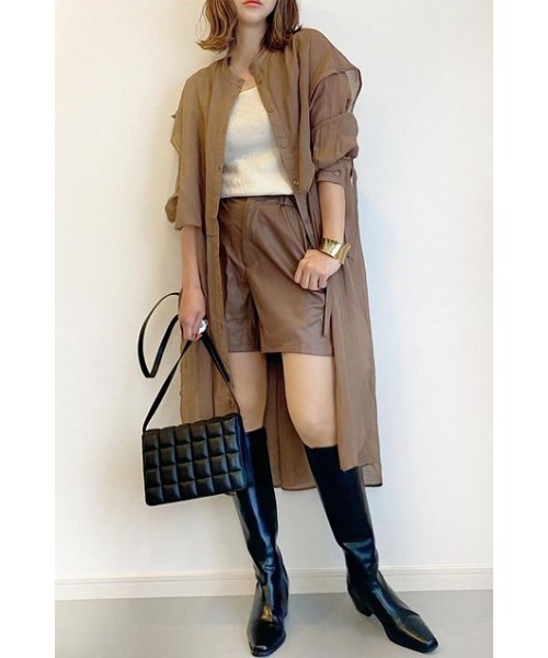 Bonjour Sagan（ボンジュールサガン）の「バンドカラーデザインシャツワンピース（ワンピース・レディース・ブルー/モカ/ネイビー/オフホワイト・FREE）」の6枚目の写真