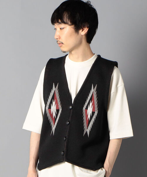 NOLLEY'S goodman（ノーリーズグッドマン）の「オルテガライク チマヨ柄 ベスト（ベスト・メンズ・オフホワイト/ブラック系その他3/グレー/ベージュ系その他3・MEDIUM/LARGE）」の16枚目の写真