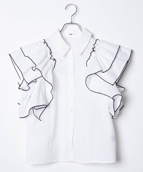 WEGO(ウィゴー)の「WEGO/ラッフルオープンショルダーブラウス(シャツ/ブラウス・レディース・ホワイト・FREE)」の8枚目の写真