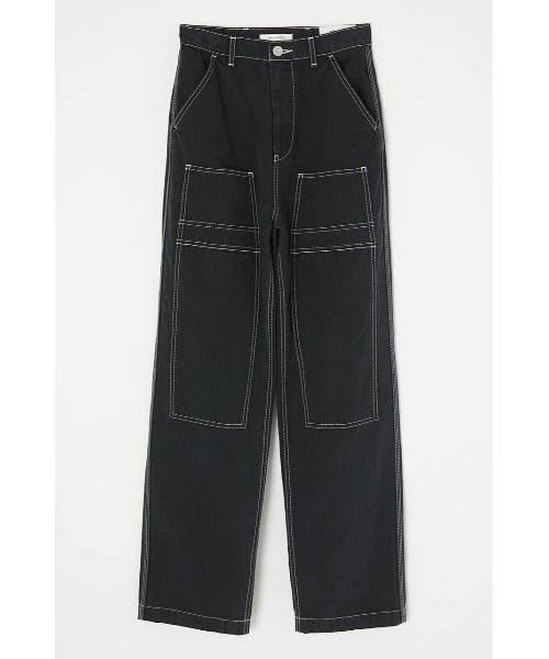 MOUSSY（マウジー）の「HW DOUBLE KNEE LOOSE STRAIGHT（デニムパンツ・レディース・ベージュ/ブラック・0/1/2）」の2枚目の写真