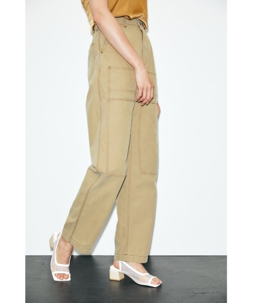 MOUSSY（マウジー）の「HW DOUBLE KNEE LOOSE STRAIGHT（デニムパンツ・レディース・ベージュ/ブラック・0/1/2）」の4枚目の写真