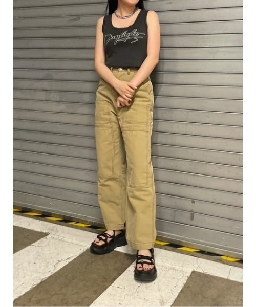 MOUSSY（マウジー）の「HW DOUBLE KNEE LOOSE STRAIGHT（デニムパンツ・レディース・ベージュ/ブラック・0/1/2）」の21枚目の写真