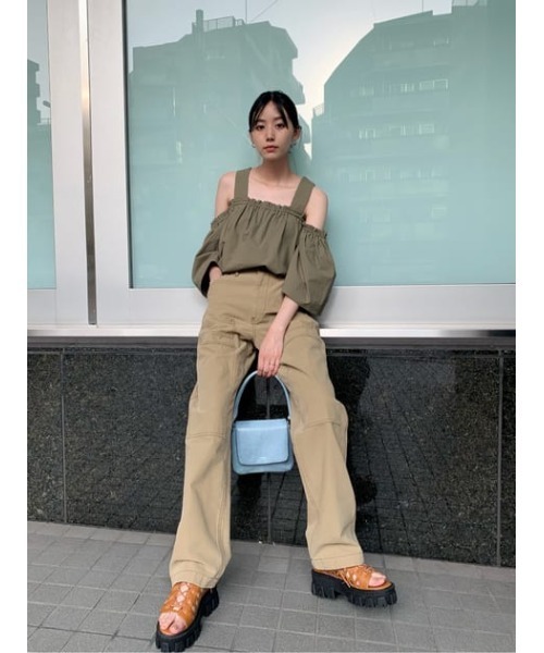 MOUSSY（マウジー）の「HW DOUBLE KNEE LOOSE STRAIGHT（デニムパンツ・レディース・ベージュ/ブラック・0/1/2）」の18枚目の写真