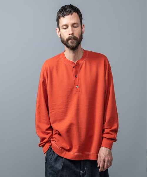 MR.OLIVE(ミスターオリーブ)の「ファインコットン スウェット / スプリットラグランスリーブ ヘンリーネック ロンT(Tシャツ/カットソー・メンズ・ブラック/アッシュグレー/ダークグリーン/オレンジ・SMALL/MEDIUM/LARGE)」の14枚目の写真