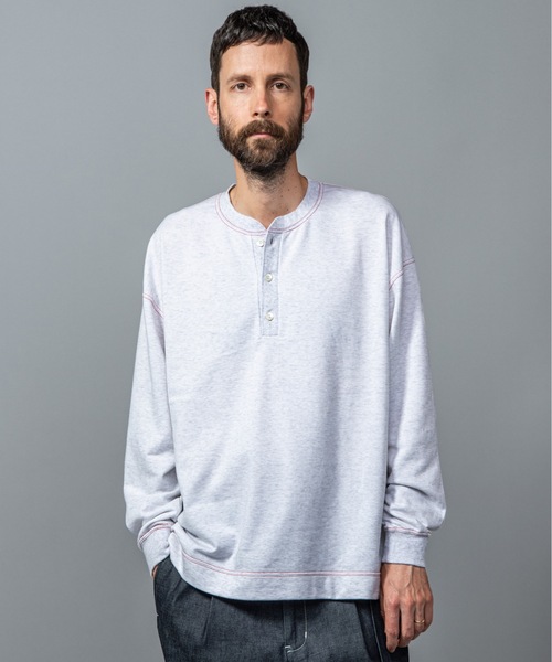 MR.OLIVE(ミスターオリーブ)の「ファインコットン スウェット / スプリットラグランスリーブ ヘンリーネック ロンT(Tシャツ/カットソー・メンズ・ブラック/アッシュグレー/ダークグリーン/オレンジ・SMALL/MEDIUM/LARGE)」の12枚目の写真