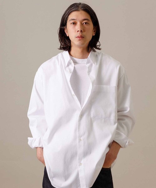 ADAM ET ROPE'（アダムエロペ）の「ビッグシルエット レギュラーカラーシャツ（シャツ/ブラウス・メンズ・ホワイト/ホワイト系その他2/チャコールグレー/ブルー系その他3/ブルー系その他4・M/L）」の2枚目の写真