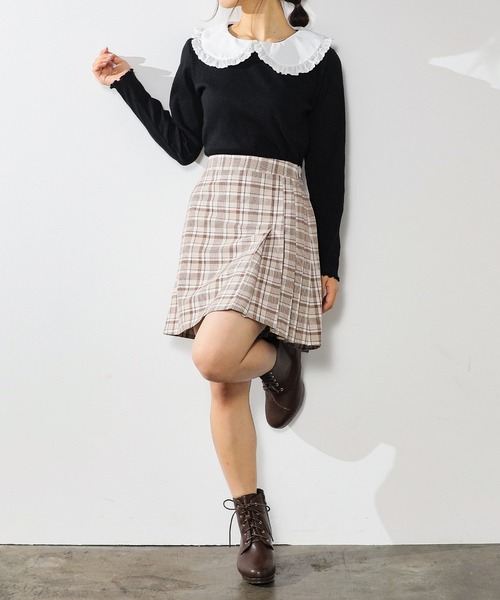 Honeys(ハニーズ)の「部分プリーツミニスカート(スカート・レディース・ベージュ系その他2/その他/ベージュ系その他/ブラック・L/S/M)」の21枚目の写真