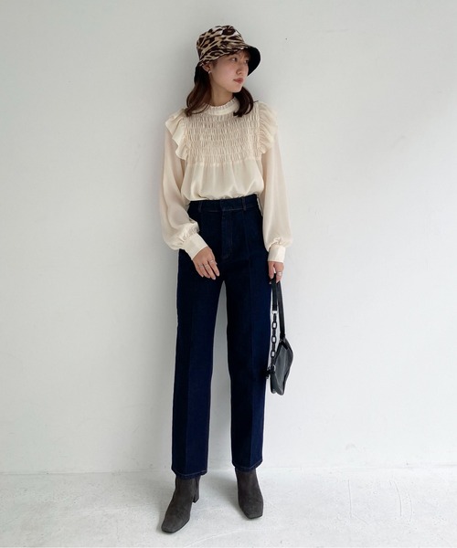 EPIMI E'PIMMY（エピミエピミー）の「ハイウエストテーパードデニム（デニムパンツ・レディース・ブラック/ネイビー/オフホワイト・SMALL/MEDIUM）」の11枚目の写真