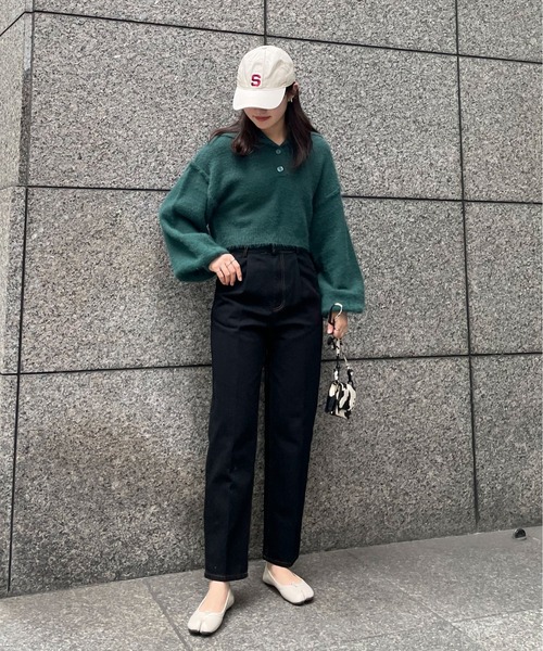 EPIMI E'PIMMY（エピミエピミー）の「ハイウエストテーパードデニム（デニムパンツ・レディース・ブラック/ネイビー/オフホワイト・SMALL/MEDIUM）」の20枚目の写真