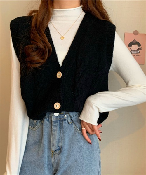 MAISON DE THERESE（メゾン ド テレーズ）の「Vネックニットベスト（ベスト・レディース・ホワイト/ブラック/ベージュ/ブルー/モカ/ライトイエロー/レンガ・FREE）」の19枚目の写真