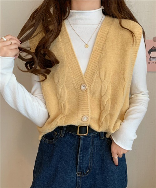 MAISON DE THERESE（メゾン ド テレーズ）の「Vネックニットベスト（ベスト・レディース・ホワイト/ブラック/ベージュ/ブルー/モカ/ライトイエロー/レンガ・FREE）」の17枚目の写真