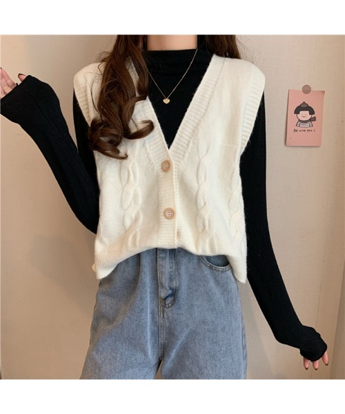 MAISON DE THERESE（メゾン ド テレーズ）の「Vネックニットベスト（ベスト・レディース・ホワイト/ブラック/ベージュ/ブルー/モカ/ライトイエロー/レンガ・FREE）」の18枚目の写真