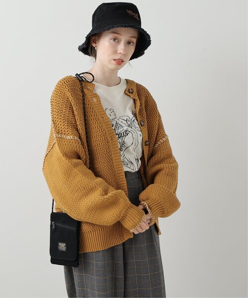 DOUBLE NAME（ダブルネーム）の「ハンドステッチ前後2WAYニットプルオーバー（ニット/セーター・レディース・ブラウン/キナリ/スミクロ/マスタード・FREE）」の4枚目の写真