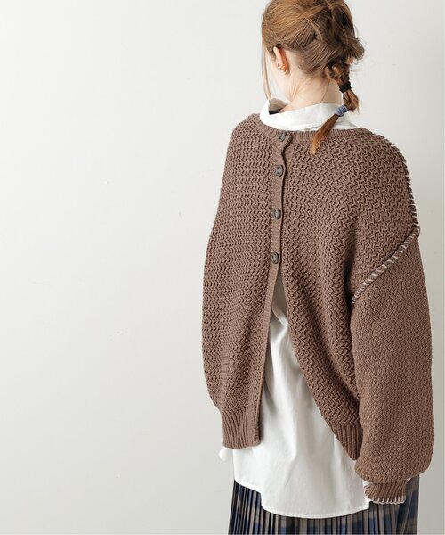 DOUBLE NAME（ダブルネーム）の「ハンドステッチ前後2WAYニットプルオーバー（ニット/セーター・レディース・ブラウン/キナリ/スミクロ/マスタード・FREE）」の6枚目の写真