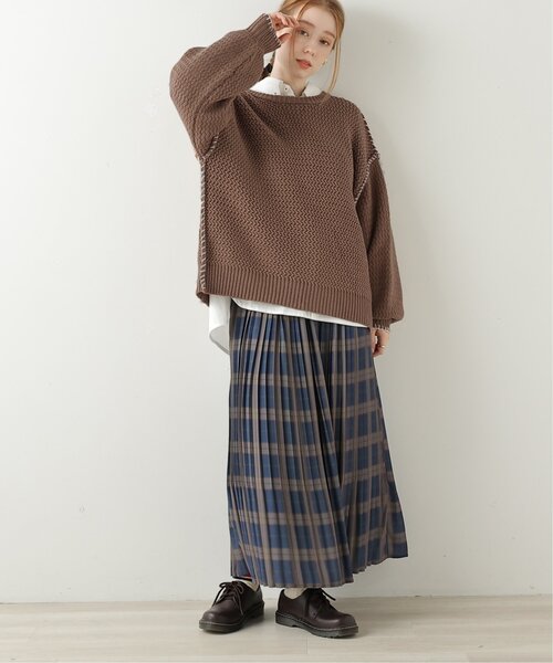 DOUBLE NAME（ダブルネーム）の「ハンドステッチ前後2WAYニットプルオーバー（ニット/セーター・レディース・ブラウン/キナリ/スミクロ/マスタード・FREE）」の7枚目の写真