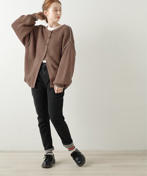 DOUBLE NAME（ダブルネーム）の「ハンドステッチ前後2WAYニットプルオーバー（ニット/セーター・レディース・ブラウン/キナリ/スミクロ/マスタード・FREE）」の8枚目の写真