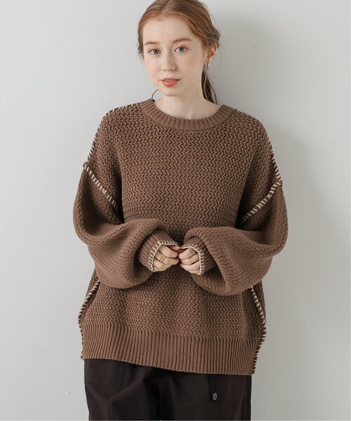 DOUBLE NAME（ダブルネーム）の「ハンドステッチ前後2WAYニットプルオーバー（ニット/セーター・レディース・ブラウン/キナリ/スミクロ/マスタード・FREE）」の9枚目の写真