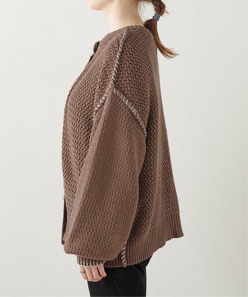 DOUBLE NAME（ダブルネーム）の「ハンドステッチ前後2WAYニットプルオーバー（ニット/セーター・レディース・ブラウン/キナリ/スミクロ/マスタード・FREE）」の13枚目の写真