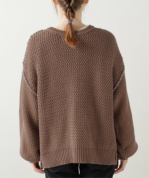 DOUBLE NAME（ダブルネーム）の「ハンドステッチ前後2WAYニットプルオーバー（ニット/セーター・レディース・ブラウン/キナリ/スミクロ/マスタード・FREE）」の14枚目の写真