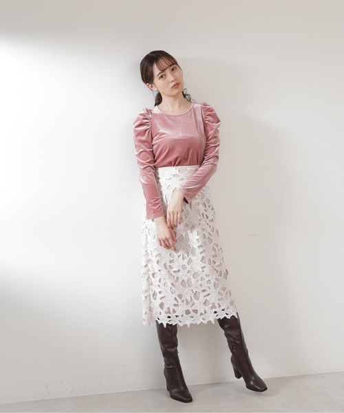 JILL by JILL STUART（ジルバイジルスチュアート）の「◇・リーフフラワーレーススカート（スカート・レディース・ホワイト/レッド/グレー・SMALL/MEDIUM）」の12枚目の写真