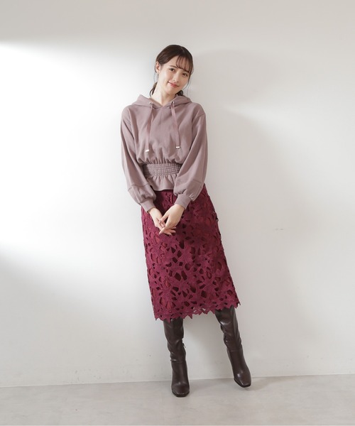 JILL by JILL STUART（ジルバイジルスチュアート）の「◇・リーフフラワーレーススカート（スカート・レディース・ホワイト/レッド/グレー・SMALL/MEDIUM）」の5枚目の写真