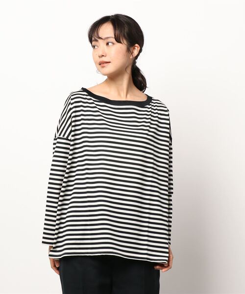 DouDou(ドゥドゥ)の「ボートネックボーダーT AW(Tシャツ/カットソー・レディース・グレー/オフホワイト/キャメル・FREE)」の20枚目の写真