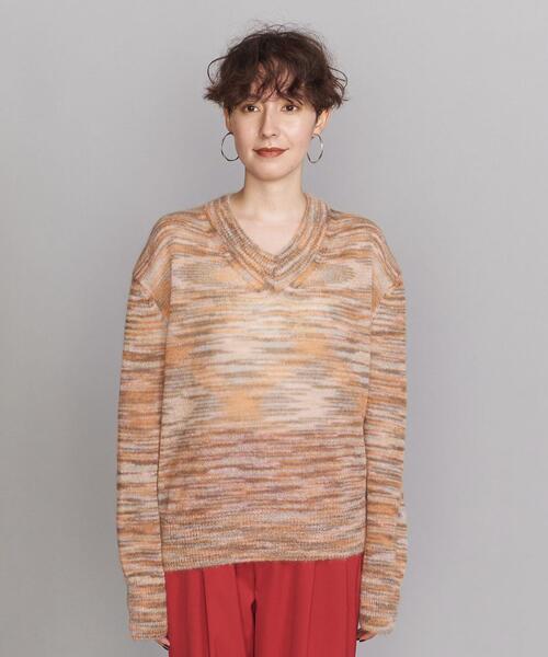 TheOpen Product(ザオープンプロダクト)の「<TheOpen Product>Vネック ニットプルオーバー(ニット/セーター・レディース・ダークグリーン/オレンジ・1)」の8枚目の写真