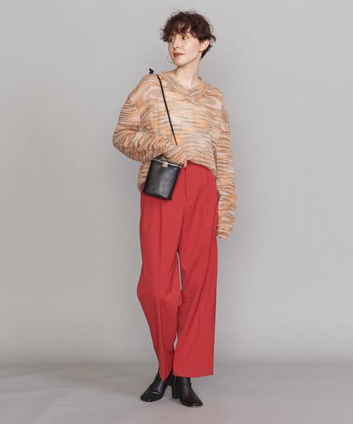 TheOpen Product(ザオープンプロダクト)の「<TheOpen Product>Vネック ニットプルオーバー(ニット/セーター・レディース・ダークグリーン/オレンジ・1)」の9枚目の写真