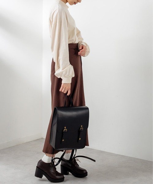 OLIVE des OLIVE（オリーブデオリーブ）の「ベルト付きランドセルバッグ（バックパック/リュック・レディース・ブラック/ダークブラウン・FREE）」の9枚目の写真