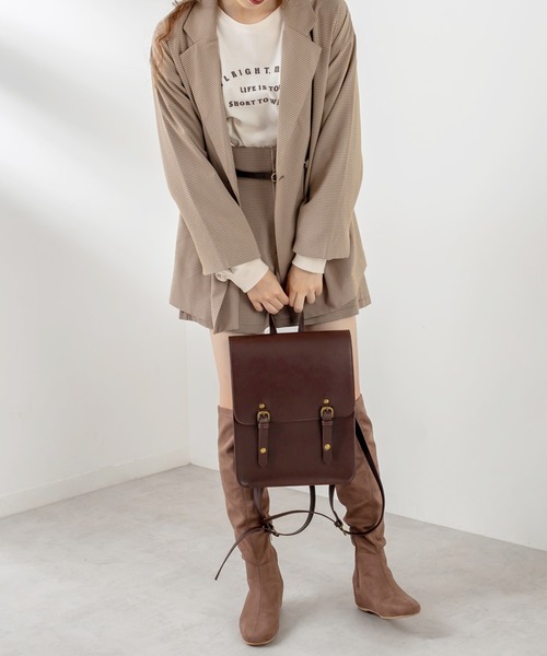 OLIVE des OLIVE（オリーブデオリーブ）の「ベルト付きランドセルバッグ（バックパック/リュック・レディース・ブラック/ダークブラウン・FREE）」の10枚目の写真